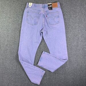 Levis 501 Original Jeans Men 31x32 Purple Y2K Button Fly Straight Acid Wash NEW